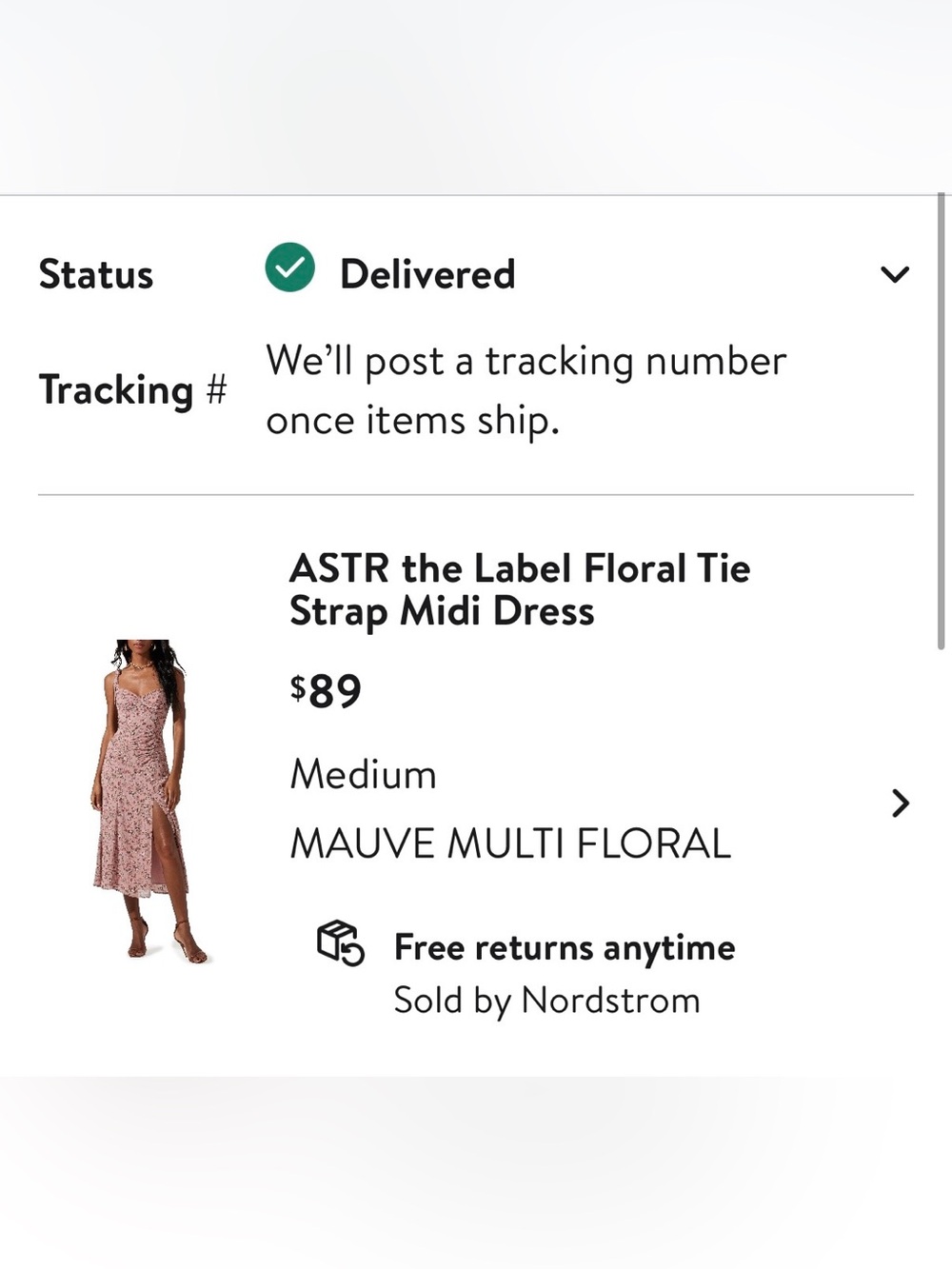 ASTR the Label Mauve Floral Tie Strap Midi Dress - Picture 4 of 4